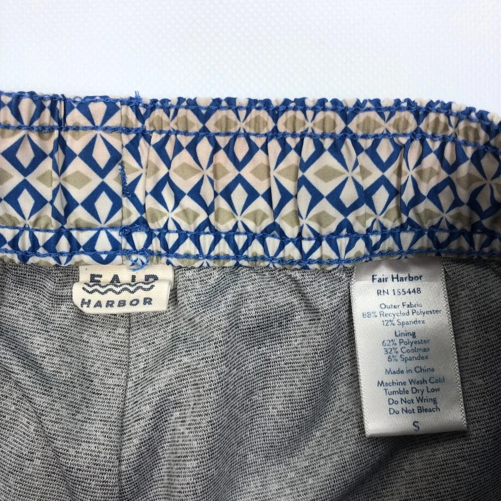 Fair Harbor Mens Blue Geometric Diamond Print Swim Trunks Size S Small RN155448